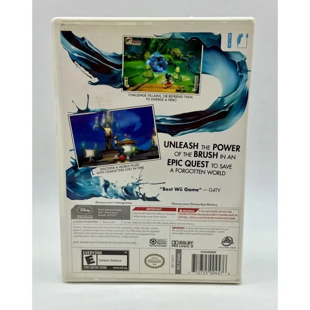 Disney Epic Mickey - Nintendo Wii Complete Game Case And Manual Very Good Tested